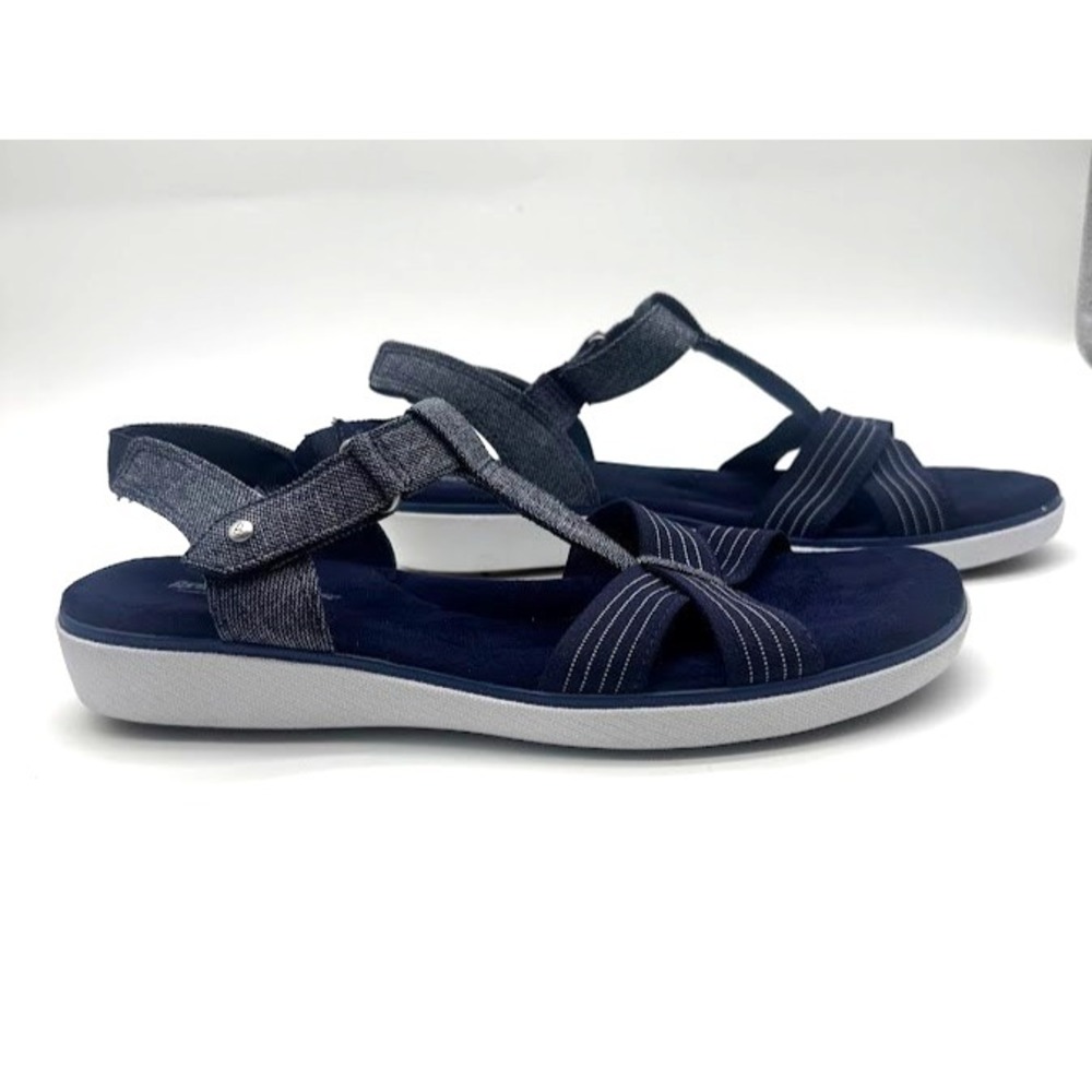 Grasshoppers Memory Deluxe Sandals Women's US 8.5M Navy Comfort Hook Loop